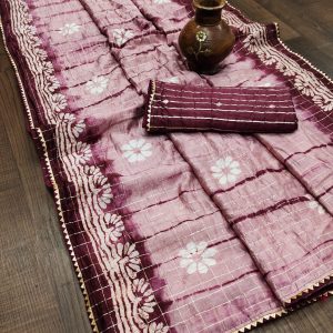 cotton hand print saree