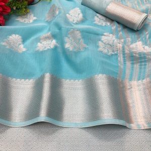 Linen silk saree