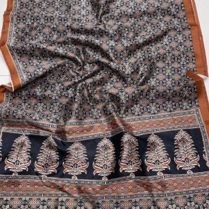 ajrakh cotton saree