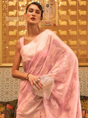Pink Linen Saree – StylebyPanaaash