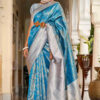 blue banarasi silk saree