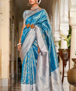 blue banarasi silk saree