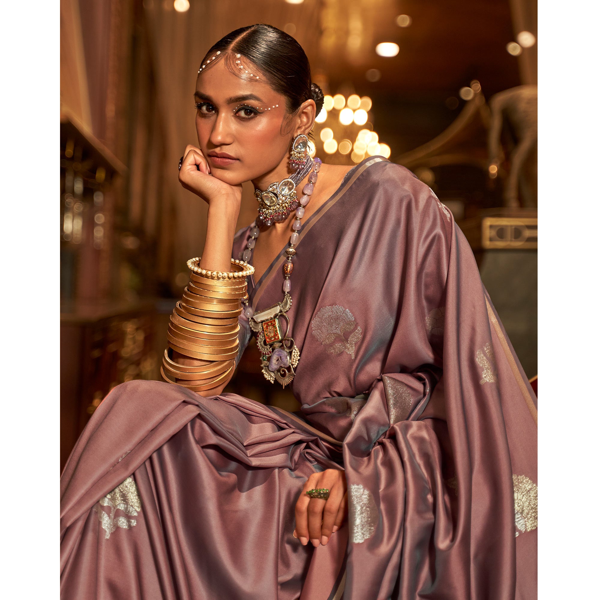 Buy R2N Solid/Plain Daily Wear Satin Grey Sarees Online @ Best Price In  India | Flipkart.com