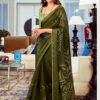 green foil print saree