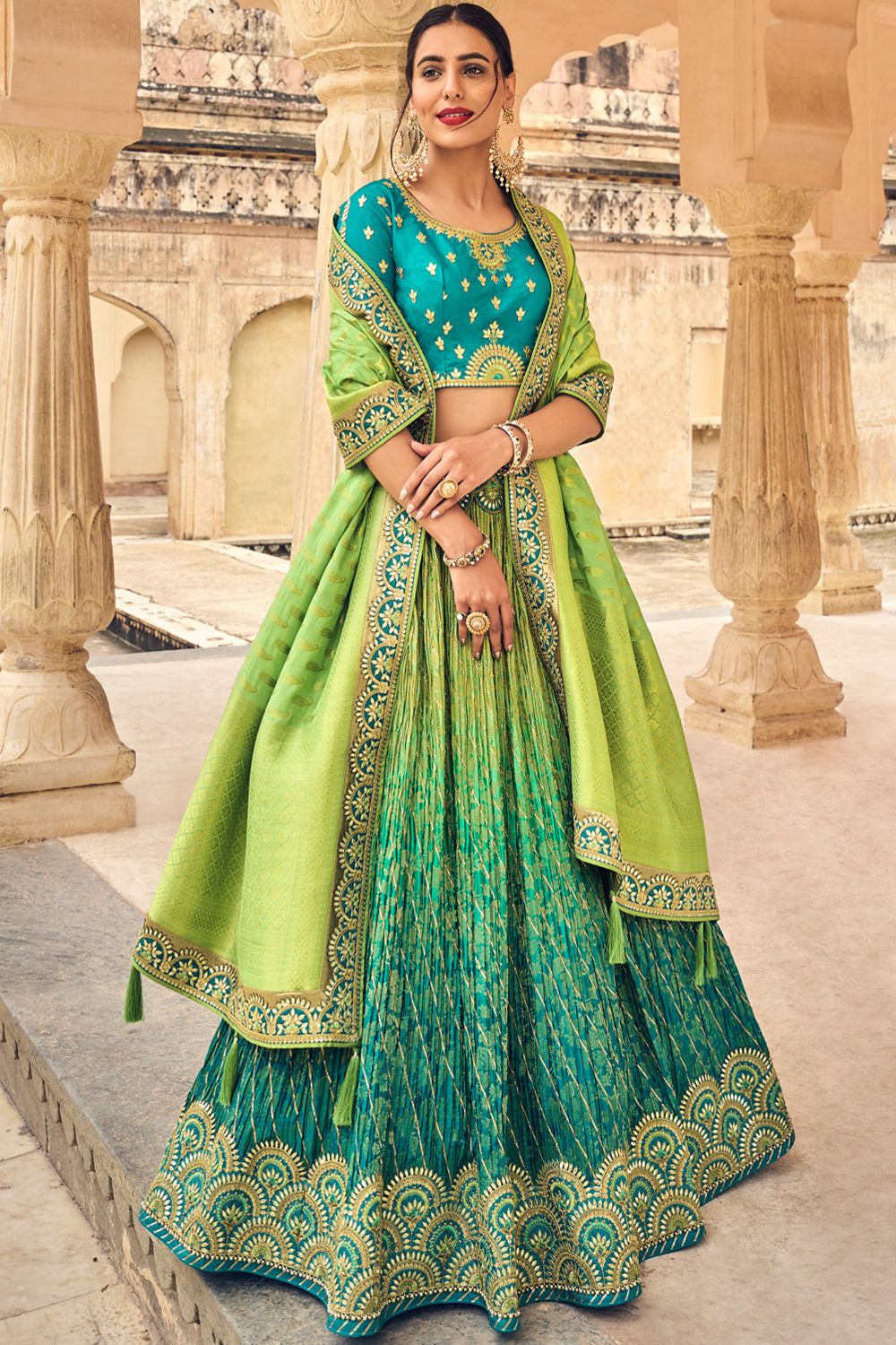 Shop Green Wedding Designer Lehenga Choli Online : 219975 - Lehenga Choli
