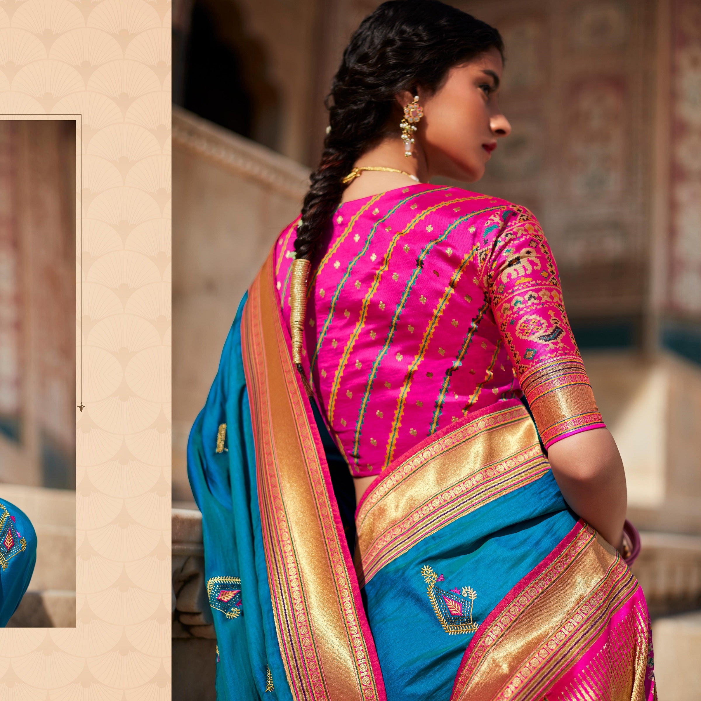 Red Pure Silk Handloom Paithani Saree, contrast kanchi border & Paithani-style  pallu features lots of colorful peacocks