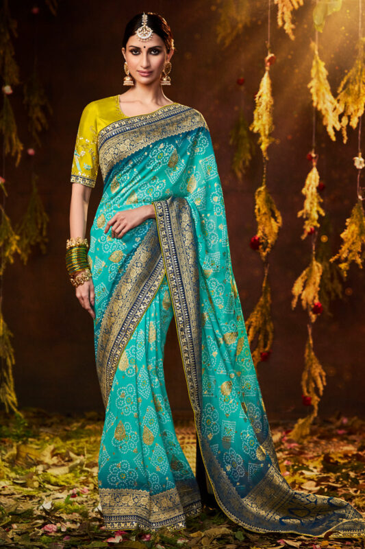 Shaded Peacock Blue & Sea Green 2gm Zari Bridal Elegance Kanchipuram H –  Capell Haute Couture