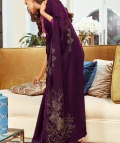purple foil print saree