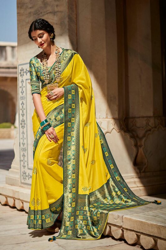 Buy Yellow Silk Organza Saree With Blouse For Women by PUNIT BALANA Online  at Aza Fashions.