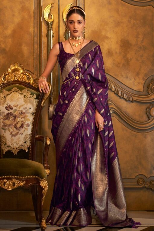dark purple silk saree
