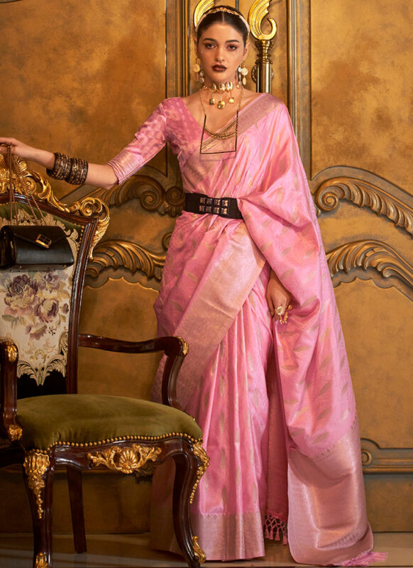 Fancifull Dark Pink Soft Silk Saree With Adoring Blouse Piec