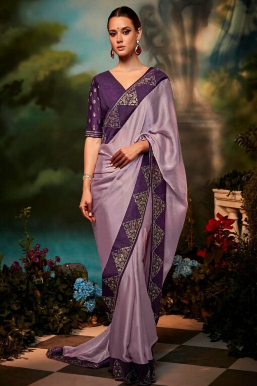 lilac purple silk saree