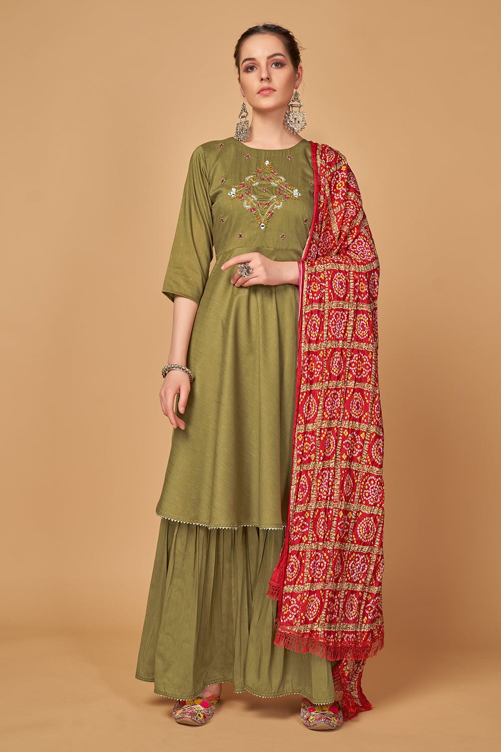 Teal Green Color Art Silk Material Mirror And Dori Work Salwar Suit