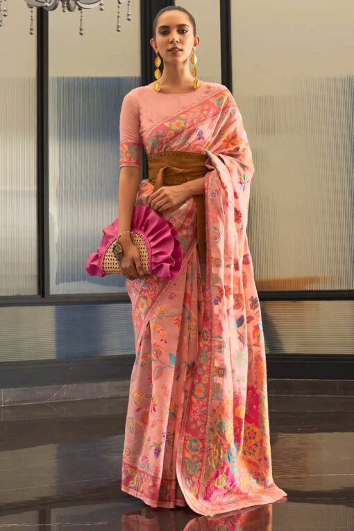pink pashmina saree