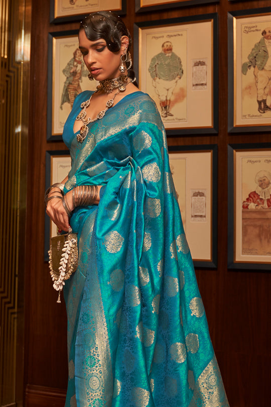 Buy Sky Blue Saree Sari With Stitched Blouse Ready to Wear Silk Saree  Indian Designer Saree Wedding Bridal Saree Traditional Saree, RR-1001  Online in India - Etsy
