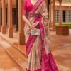 beige and pink saree
