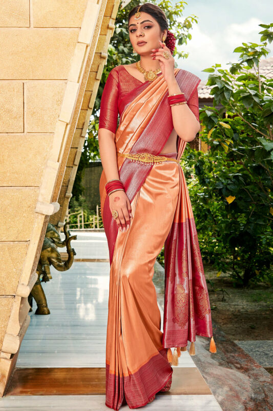 Red Hand Work Kanjivaram Silk Saree Latest 4040SR05