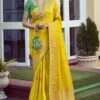 yellow art silk saree
