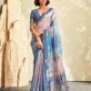Blue Printed Khadi Silk Saree (2)