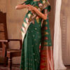 Dark Green Zari Weaving Banarasi Silk Saree (2)