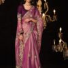 Fancy Fabric Embroidered Work Pink Silk Saree (4)