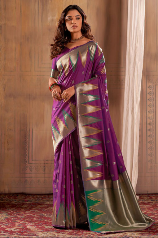 Purple Soft Banarasi Silk Saree (2)