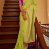 Lime green silk saree