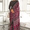 Maroon Satin Ajrakh Saree