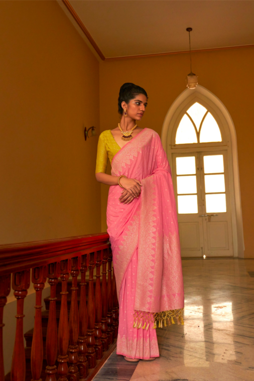 Pink silk saree