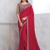 Dark pink embroidered saree