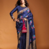 Navy Blue handloom silk saree