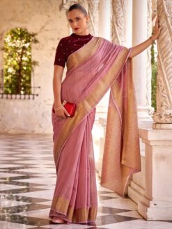 Pink designer saree