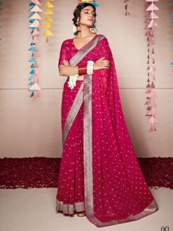 Pink pure georgette saree