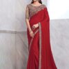 Red satin saree