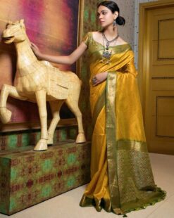 Yellow silk saree