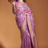 pink satin silk saree